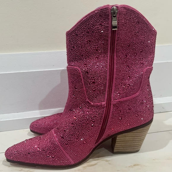 Women’s rhinestone cowboy style heeled boots sz 9 (pink) - Picture 6 of 13